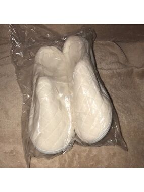 Cream Quilted  medium Slippers with rubber soles New